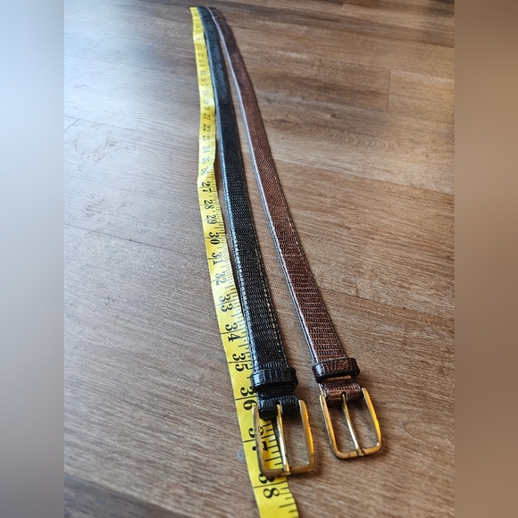 ONE Trafalgar Burnished Java Lizard Skin Belt Size 32 Made in USA - Picture 9 of 9